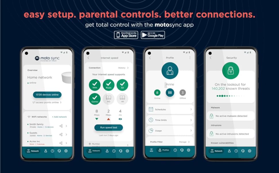 easy setup, parental controls, and better connections with the motosync app