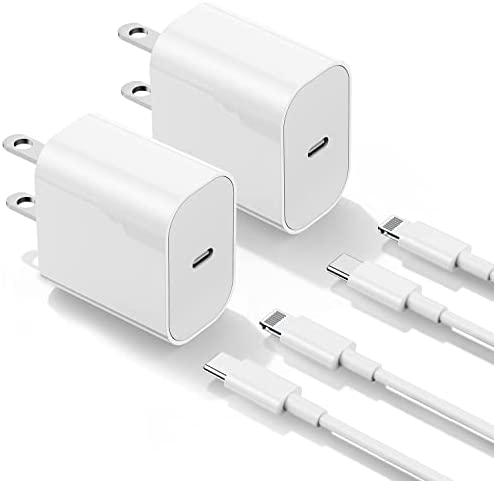 Bộ sạc Apple nhanh cho iPhone 14 13 12, kèm cáp USB C sang Lightning và phích cắm tường Type C có dây, gồm 2 Pack dành cho iPhone 11 XS Pro Max Plus và iPad